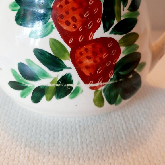Vintage Bauer Soap Pitcher, Hand Painted Strawberry Motif - Picture 8 of 8